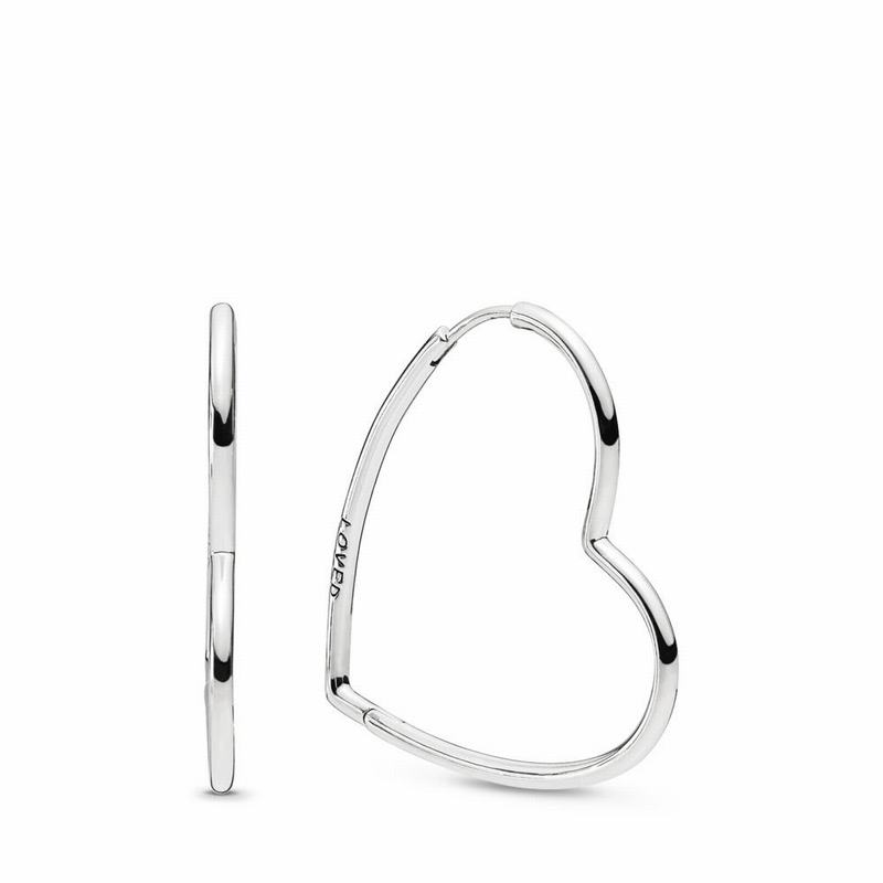 Pandora Asymmetric Hearts of Love Hoop Earrings Large Silver Egypt OA5783420